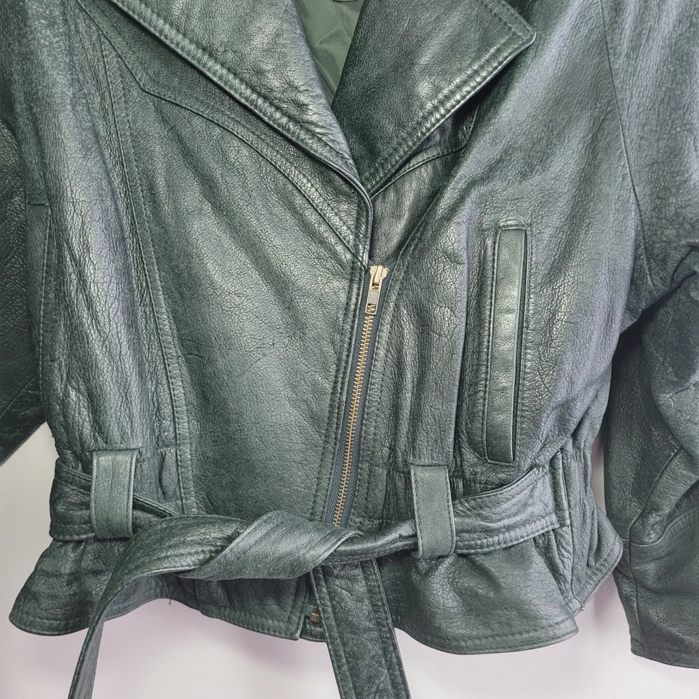 Vintage Adventure Bound Wilson's dark green leather bomber jacket thinsulate‎ - Picture 6 of 16